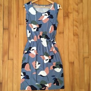 Boden Abstract Floral Knit Dress Blue Size 4R